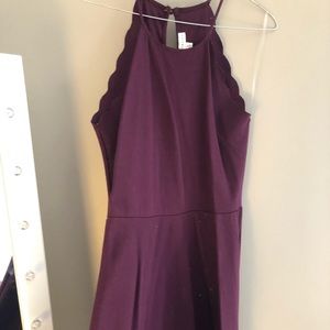 Maroon scallop neck dress